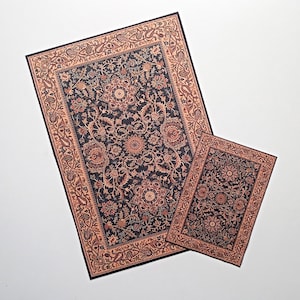 Dollhouse Miniature Rug Carpet Beige Brown Green Color Dollhouse Decor, Scale 1/12, 1/6