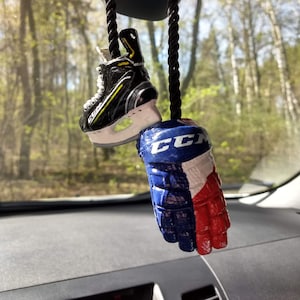 Handmade hockey keychain Hockey team NHL gifts Car accessories for men Personalized coach gifts Hockey gloves sport souvenirs
