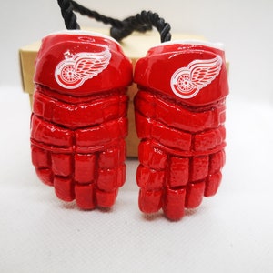 Hockey gloves charms on car mirror Detroit Red Wings gloves custom hockey gifts car decor NHL