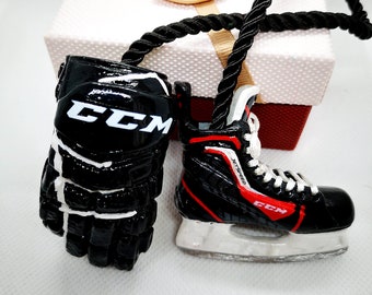 Personalized Hockey Gifts, Car mirror charm, Hockey Skates ornament, christmas decor, Hockey team gifts, Hockey Mom, Hockey Coach gift
