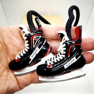 personalized hockey skates rear view car mirror charm, hockey mom gift, groomsman hockey carolina hurricanes