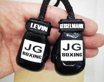 Custom Name Boxing Gloves Car Mirror Charm: Personalized Logo Hanging Boxing Gifts, Boxing Christmas Tree Ornament, Boxing Fighter Keychain