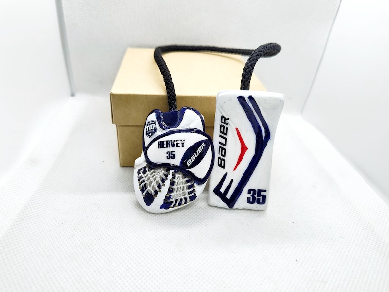 Custom Hockey Gifts: Goalie Gloves Hockey Amulet, Hockey Player Gift, Car Mirror Charm, NHL Personalized Goalie gift, Hockey Christmas image 5
