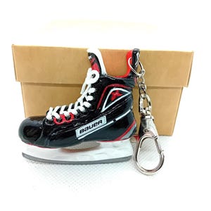 Personalized Hockey Gifts Skate Keychain: Custom Skates Name and Number Keychain, Handmade Hockey Player Gift, Christmas Tree Ornament