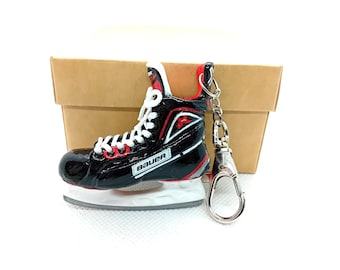 Personalized Hockey Gifts Skate Keychain: Custom Skates Name and Number Keychain, Handmade Hockey Player Gift, Christmas Tree Ornament