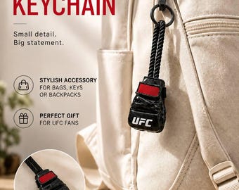 Spersonalizowany brelok do kluczy z rękawicami UFC, ozdoba torby bokserskiej z zawodnikiem MMA, akcesoria bokserskie, stylowe akcesoria UFC, rękawice bokserskie MMA 3D