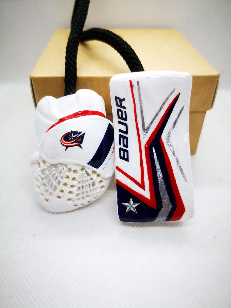 Custom Hockey Gifts: Goalie Gloves Hockey Amulet, Hockey Player Gift, Car Mirror Charm, NHL Personalized Goalie gift, Hockey Christmas image 7