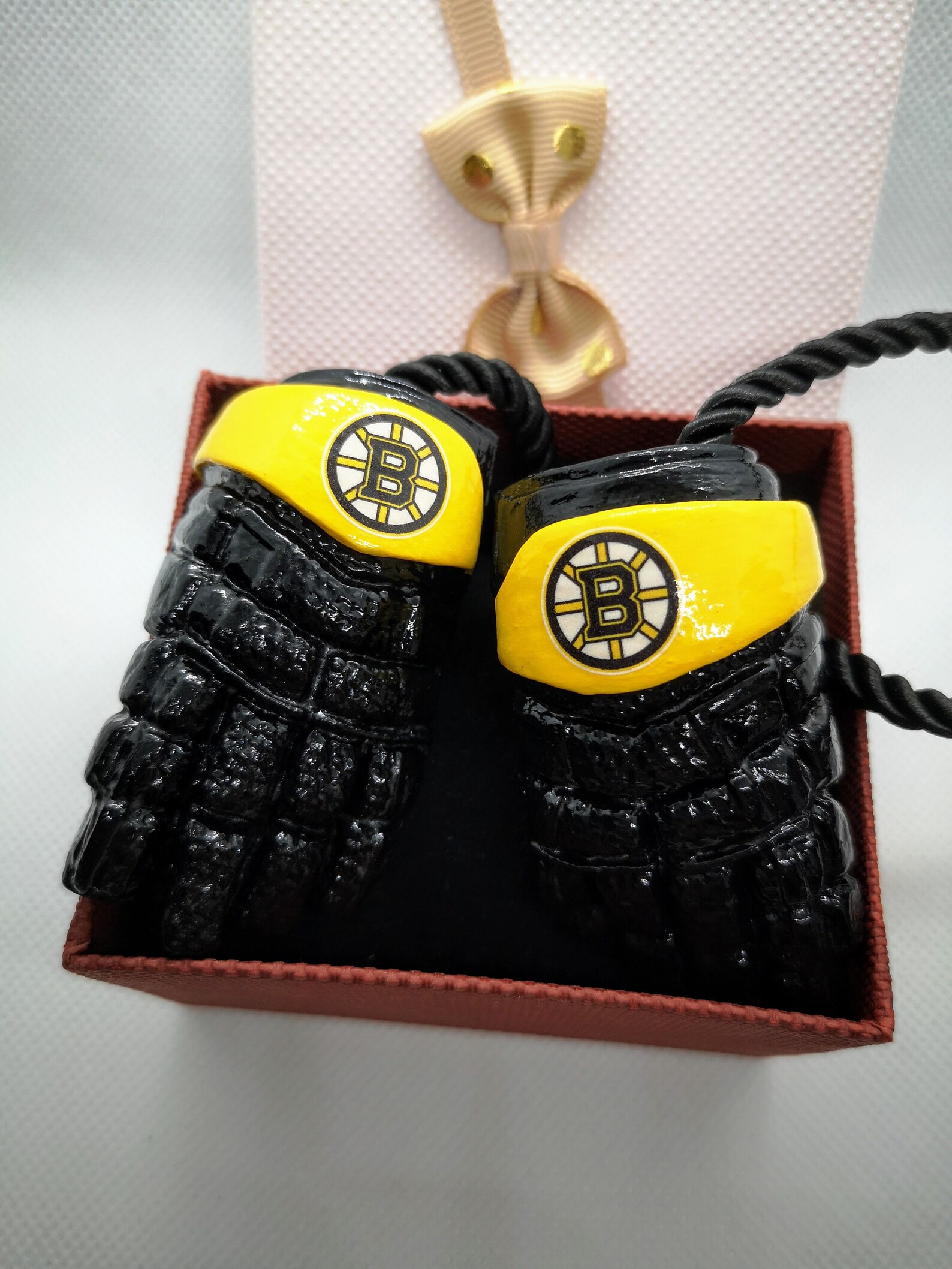 Custom Hockey Boston Bruins Gloves Gifts Car Hanging Charms Etsy