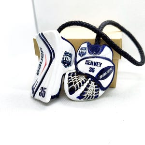 Custom Hockey Gifts: Goalie Gloves Hockey Amulet, Hockey Player Gift, Car Mirror Charm, NHL Personalized Goalie gift, Hockey Christmas image 2