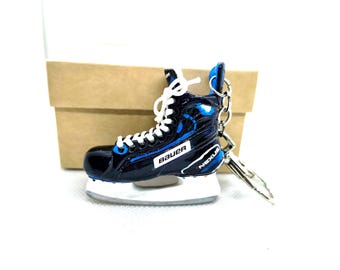 Personalized Name Hockey Skate Keychain: Hockey Nexus Skate, Cuctom Number Hockey Team Gifts