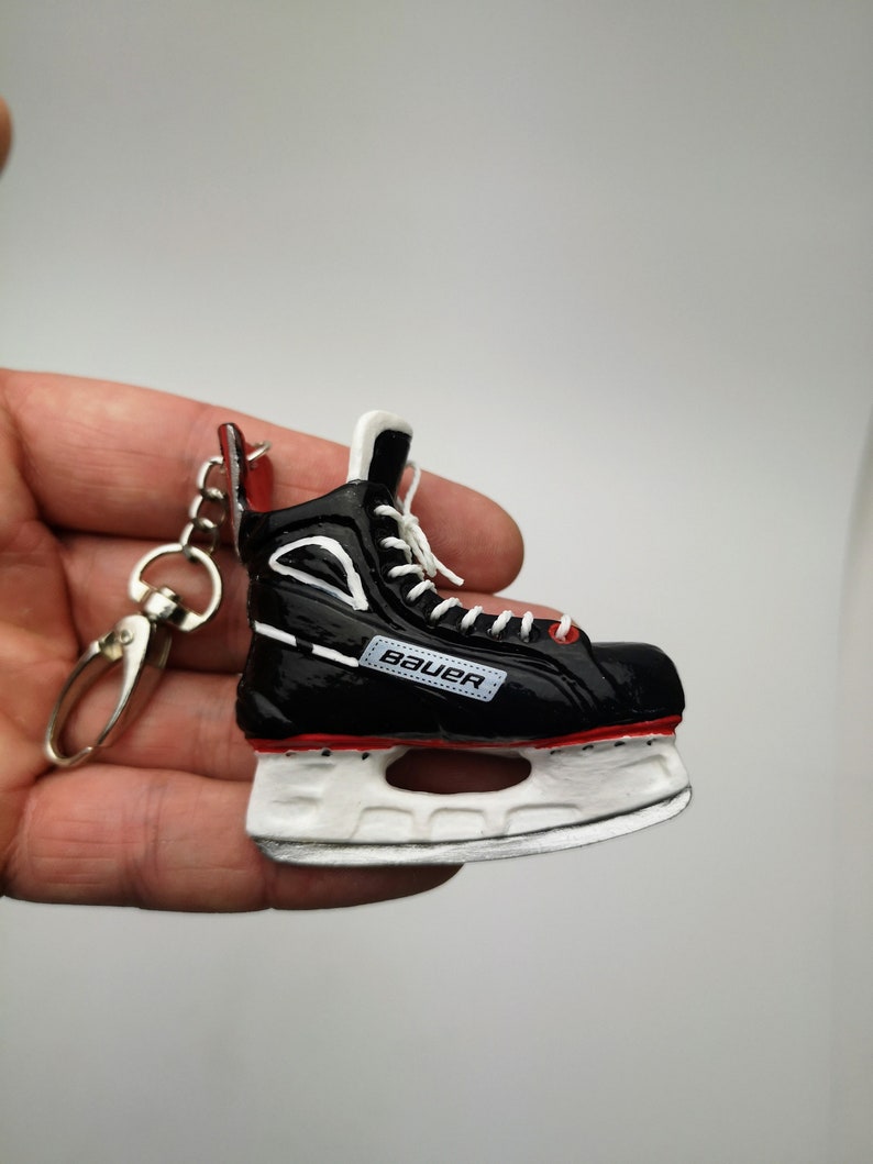 Personalized Hockey Gift Hockey Keychain Hockey Skate Etsy