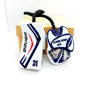 Custom Hockey Gifts: Goalie Gloves Hockey Amulet, Hockey Player Gift, Car Mirror Charm, NHL Personalized Goalie gift, Hockey Christmas image 3
