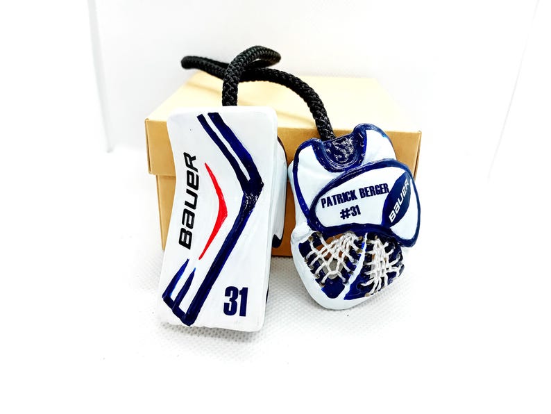 Custom Hockey Gifts: Goalie Gloves Hockey Amulet, Hockey Player Gift, Car Mirror Charm, NHL Personalized Goalie gift, Hockey Christmas image 3