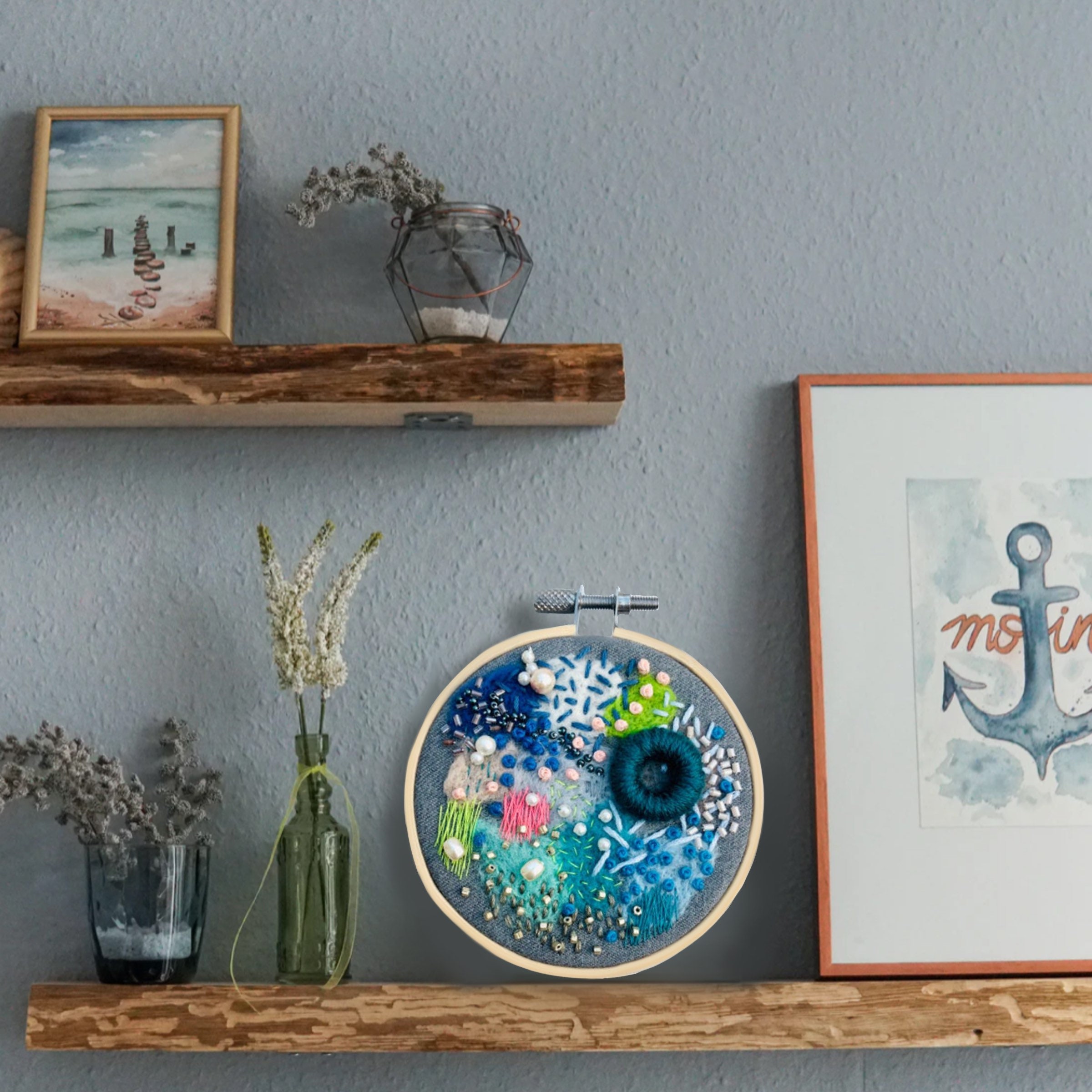 Embroidery Art abstract hand embroidered artwork design modern Etsy