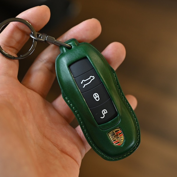 Porsche Leather Key Case New Macan & Old Cayenne 911 Panamera Taycan Smart Key