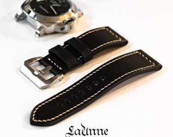 ハンドメイド ブラック ブラウン カーフスキンレザー ウォッチ