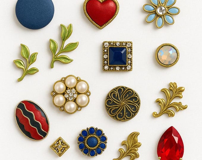 Upcycled Jewelry Magnet Set: Vintage and Vintage Inspired Fridge Decor