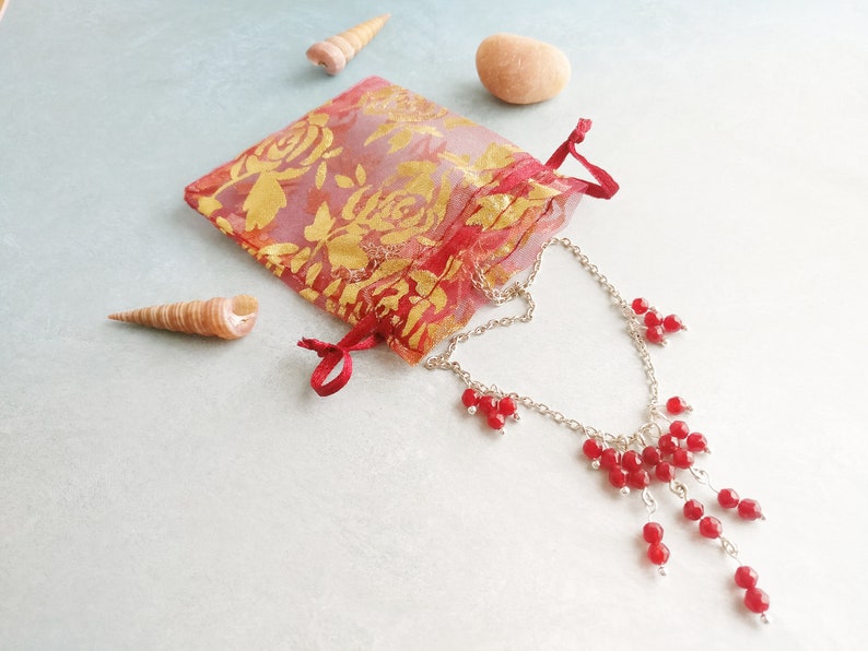 Protection red chained necklace real ruby handmade witch style chic