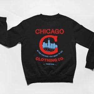 Chicago Classic Signature Crew neck, Chicago Skyline, Chicago Flag Colors, Unisex