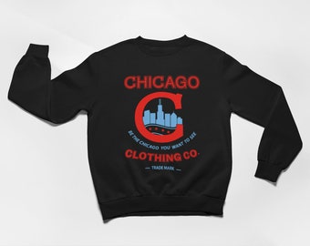 Chicago Classic Signature Crew neck, Chicago Skyline, Chicago Flag Colors, Unisex