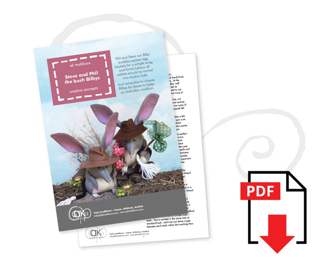 Bilby Pattern Steve and Phil the Bush Bilbys E-pattern - Etsy