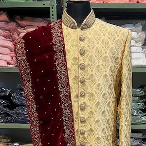 Indian Velvet Shawl l Embroiderd Scarves | Traditional Stole Dupatta for men’s wear (sherwani) for wedding purpose