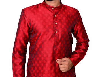 Men Kurta Pajama in rich Brocade Jaquard fabric with detailed Elegant Embroidery work, men's Indian kurta churidar,Indian wedding party wear