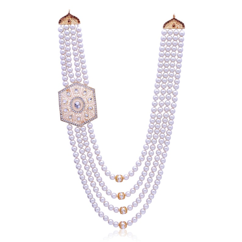 Traditional Layered Green Stone Necklace for Men Groom/Dulha