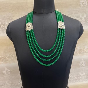 RICHART Gold Plated and Pearl Moti dulha necklace chain Men Designer Groom Necklace Sherwani Mala Wedding Jewelry Indian Men Jewelry