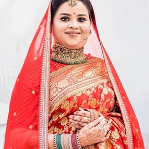 Bridal Red dupatta embroidery net dupatta