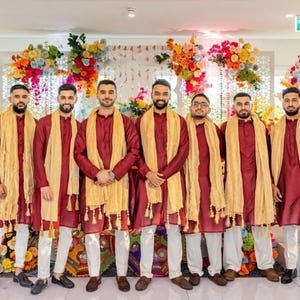Silk Kurta pajama set with shawl for men  | indian Traditional groomsmen outfit | Indian Royal Designer Ethinic wedding wear outfits