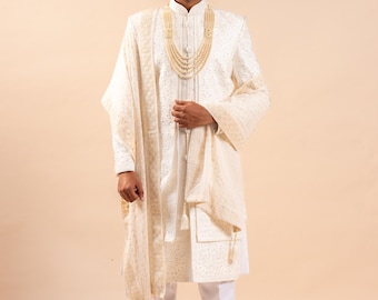 Handmade Embroidered Sherwani Set | Indian Groom Wedding Outfit