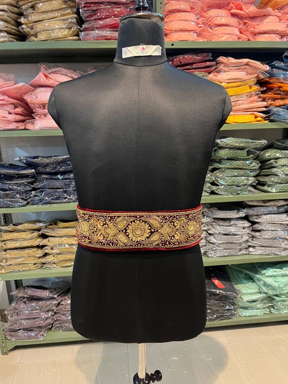 Handwork Zardozi Fabric Waist Belt - Etsy display picture 1