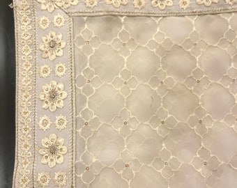 Witte zware bruidsstola voor dames en heren, beide doeleinden | Chikankari Dupatta (stola) voor bruiloften voor alle doeleinden, etnische gelegenheden, receptie