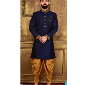 Sherwani for wedding |blue sherwani | ethnic look for men | Indian outfit for men | plain sherwani | sherwani for all occasions |