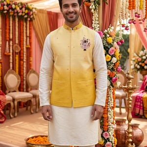 Chaqueta Nehru hecha a mano para hombre / chaqueta de boda #nehrujacket #modijacket / Chaqueta sin mangas / ropa étnica india