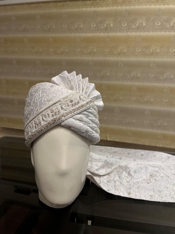 Bride turban silk white Bridal Large Lycra Jersey Shawl Hijab Turban, Ivory Hijab  main image 2