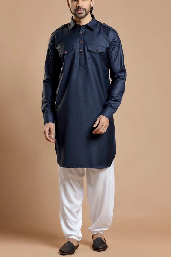 Navy Blue Pathani Suit... | Suits, Pathani for men, Navy blue