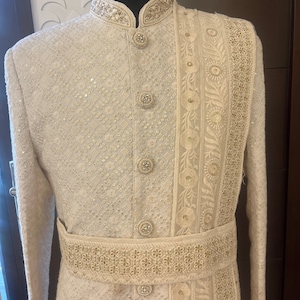 Sherwani with shawl  handmade embroidery mens wedding wear indowestern, function wear, festival wear, embroidery indowestern in menswear