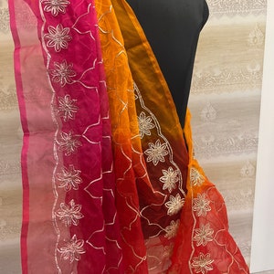 Multicoloured dupatta for women dupatta lehenga gift dupatta  embroidery dupatta handwork dupatta gota pati dupatta with suit