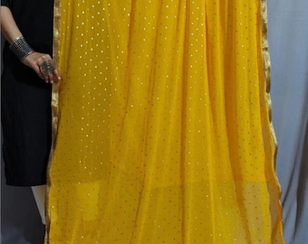 Bridal Yellow haldi dupatta embroidery net dupatta