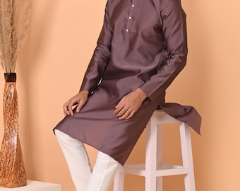Silk Jacquard Kurta Pajama, Indian Mens Ethnic Wear