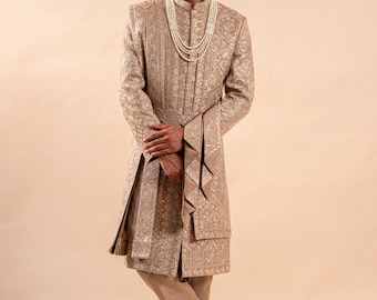 Handmade Embroidered Sherwani Set | Indian Groom Wedding Outfit
