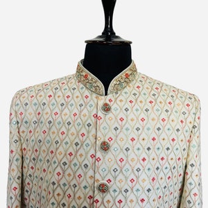 Latest Wedding sherwani | Men’s elegant luxury Traditional multi thread  indian wedding sherwani churidaar pyjama | golden sherwani