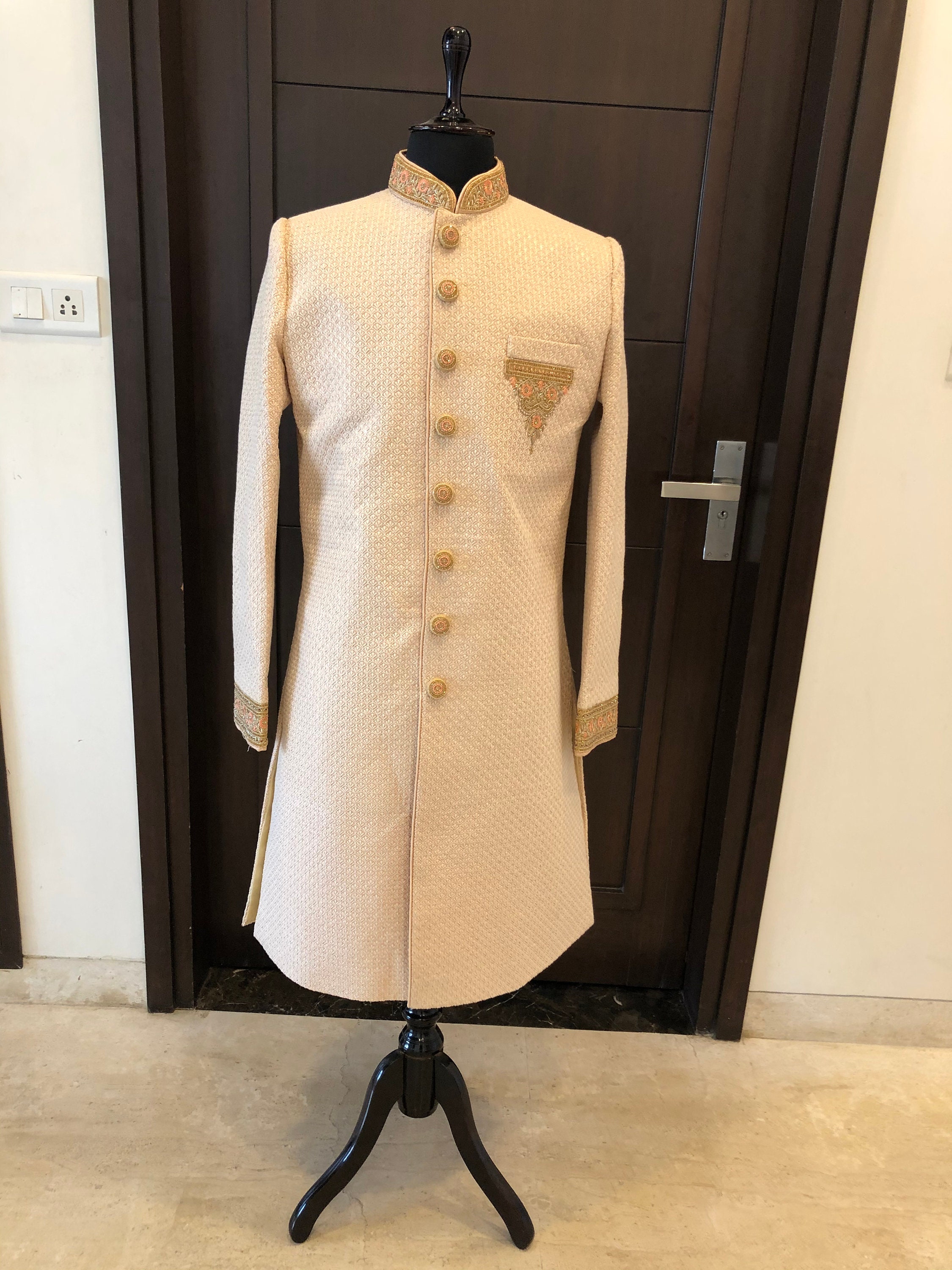 Sherwani for wedding chikankari sherwani ethnic look for Etsy