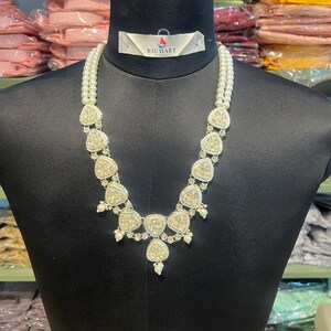 Stone and Pearl necklace | Men Designer Groom Necklace Sherwani Mala Wedding Jewelry Indian Men Jewelry | unisex necklace