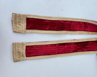 Red velvet stole(dupatta) for sherwani for wedding purpose, festive purpose, reception, marriage & anniversary functions