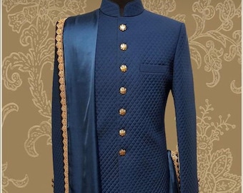 Blue sherwani for men | Indian dress for all kind of occasion like wedding, reception, anniversary | groomsmen Outfit | wedding suit for men