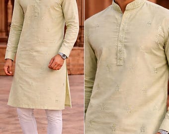 Men's Silk Kurta Pajama Set, Indian Wedding Outfit