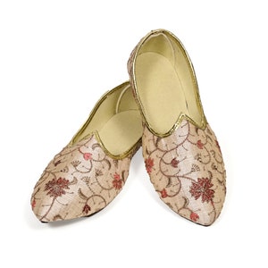 Chaussures Mojari en soie pour homme | Juti floral fait main